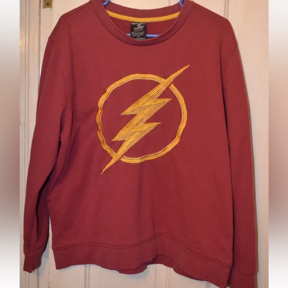 The Flash DC Comics Box Lunch Keep Movin Embroidered Sweatshirt Men's Size L VTG
